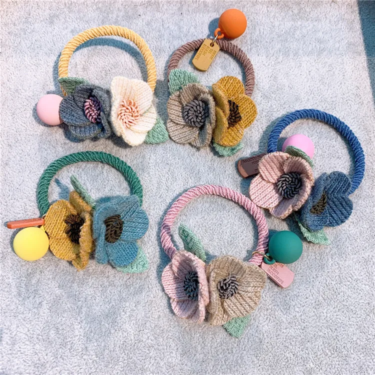 Children Hair Accessories Sweet Flower Circle Girl Wool HeaddressGirl's Hair Accessories