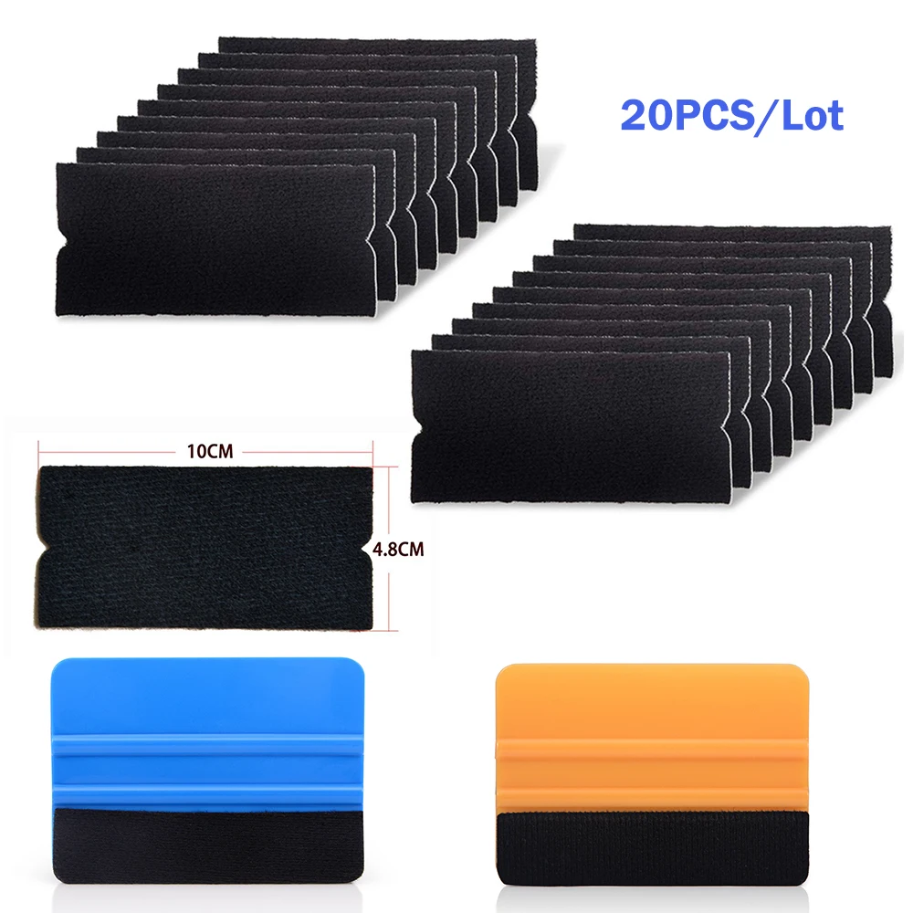 

EHDIS 20pcs Felt Fabric Cloth for 4" 10cm Squeegee Carbon Fiber Vinyl Car Wrap Film No Scratch Scraper Window Tint Wrapping Tool