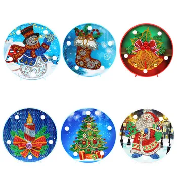 

DIY LED Special Shaped Diamond Painting Light Santa Claus Needlework Home Lamp for Christmas Ornament Night Light