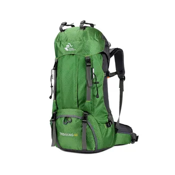 

60L Zipper Camping Outdoor Backpack Climbing With Rain Cover Travel Large Capacity Waterproof Polyester Adjustable Strap Hiking