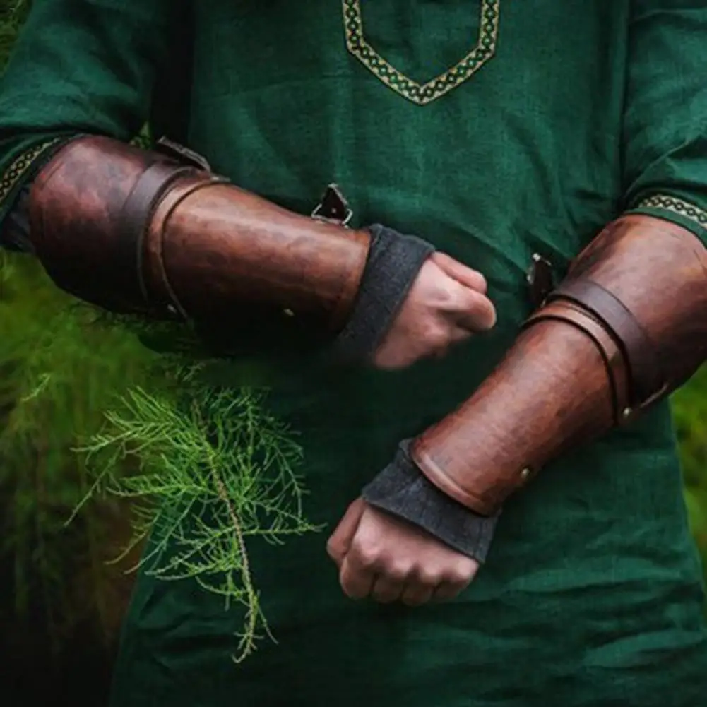 1 пара реквизит для косплея широкие из искусственной кожи Bracer на шнуровке Armor манжеты Перекрещенные завязки стимпанк средневековые рукавицы браслет