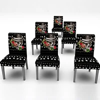 Креативный рисунок череп Водонепроницаемый маслостойкий скатерти модный Текстиль для дома Хэллоуин эластичный Чехол для стула - Цвет: Chair Cover