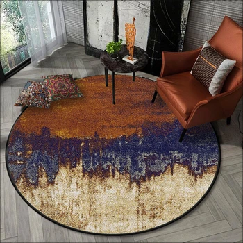 

Luxury Round Carpets Retro Abstract Oil Painting Pattern Living Room Area Rugs Bedroom Hanging Basket Chair Non-Slip Floor Mats