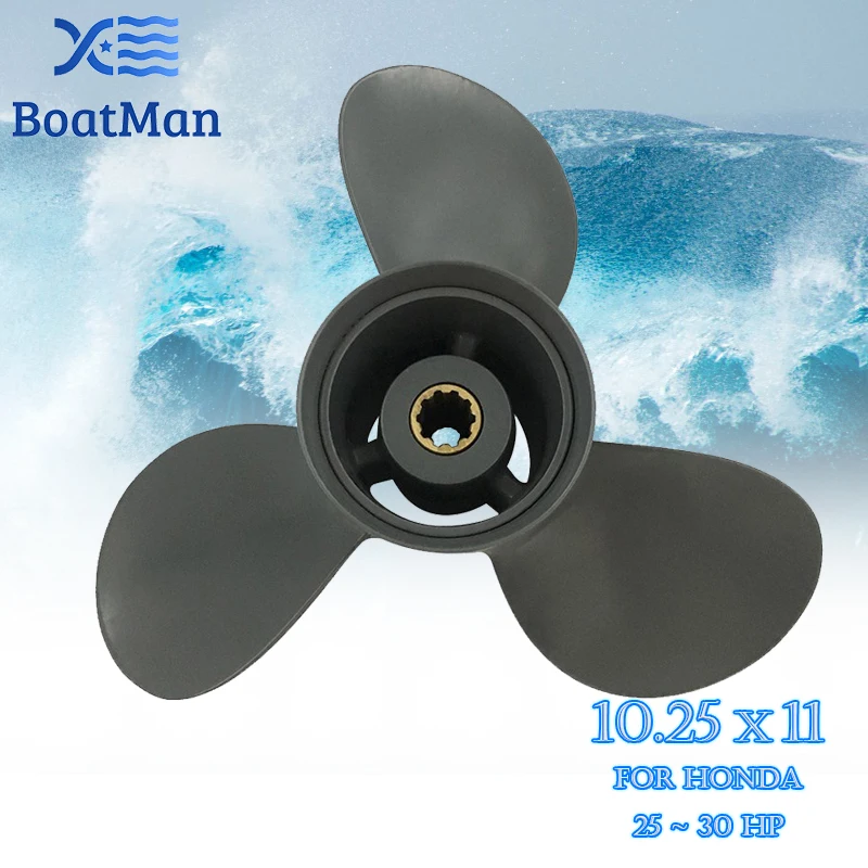 BoatMan® 10.25x11 Aluminum Propeller for Honda BF 25HP 30HP Outboard Motor 10 Tooth Engine, RH, Factory Outlet Boat Parts prop