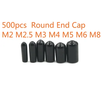

500pcs Rubber Round End Cap Cover for Pipe Plastic Tube Hub Screw Thread Protector Push-fit Caps Black M2 M2.5 M3 M4 M5 M6 M8