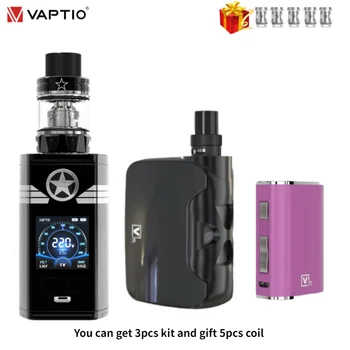 

[Send 5pcs coil]Vaptio Captain Vape Kit 220W box mod fitted 2.0ml atomizer external 8650 battery