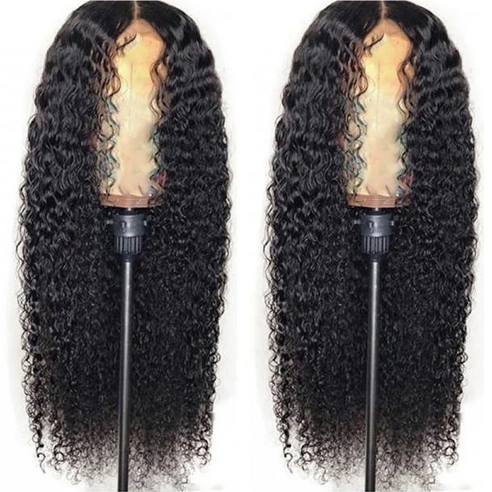 360 фронтальный парик из человеческих волос, предварительно сорванный бразильский Реми кудрявый поддельный парик с волосами младенца для черных женщин Atina