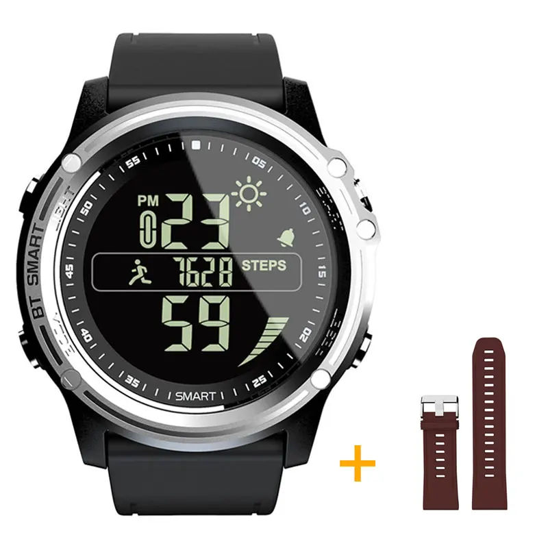 Спортивные Смарт-часы Lokamt с шагомером, водонепроницаемые, с напоминанием о звонках, Bluetooth, в режиме реального времени, с погодой, мужские Смарт-часы для IOS и Android - Цвет: silver add brown
