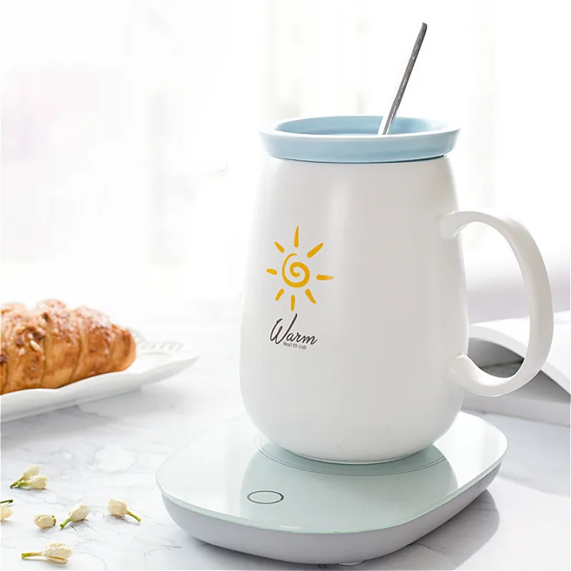 220V Ceramic Reheatable Coaster Mat Mugs Warmable Milk Coffee Baby Bottle 55 Degree Thermostatic Cups Travel Warm Drinkware Sets