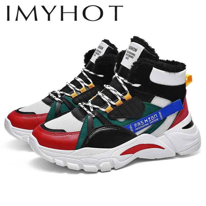 

Men's snow boots outdoor hiking shoes plus velvet sneakers