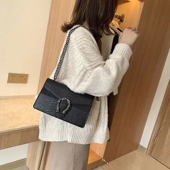 

Small C Bag K Women 2020 Trendy Korean Crocodile Pattern Chain Shoulder Messenger Bag Embossed Bacchus Bag