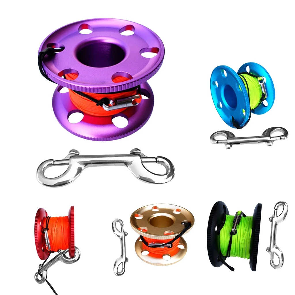 

Alloy+316 stainless Steel Small Dive Reel Finger Spool with Double Ended Snap Bolt for Scuba Diving Snorkeling