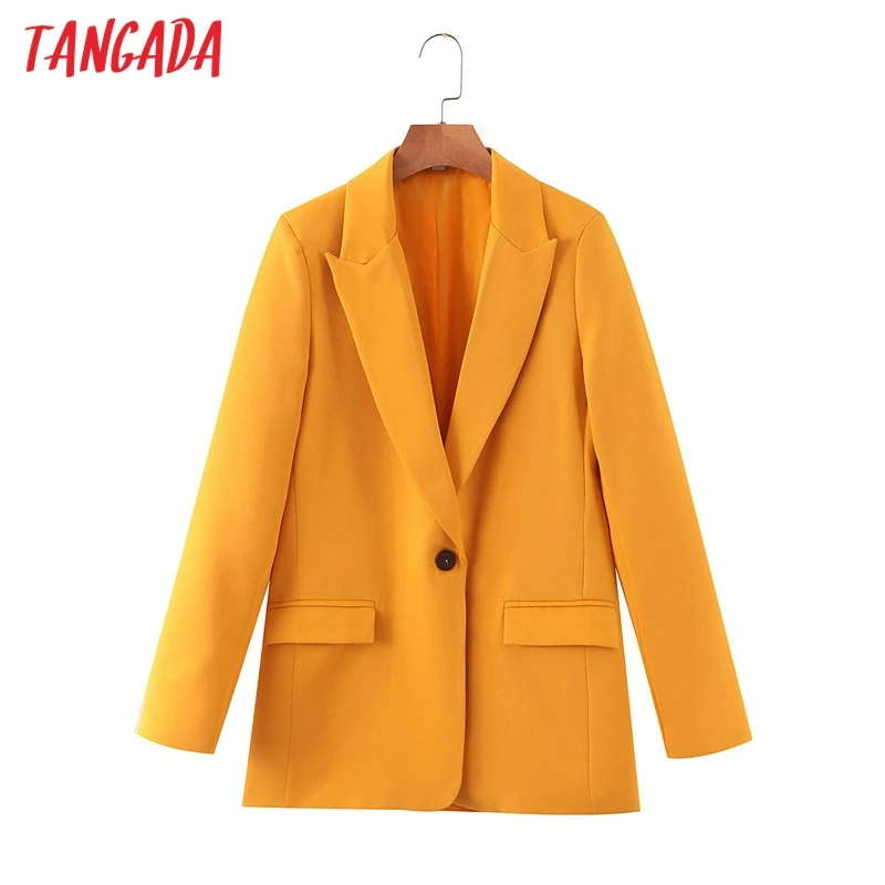 Tangada Frauen Orange Anzug Blazer Weibliche Lang Hulse Elegante Jacke Damen Business Blazer Formale Anzuge Sl517 Blazer Aliexpress