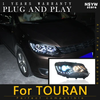 

2PCS Car LED Headlights For VW Touran 2011-2014 Led Head Light Double Xenon Lens Car Accessories Daytime Running Light Fog Light