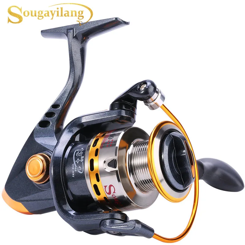 

Sougayilang Spinning Fishing Reel 13BB+1 Spinning Reel 5.5:1 Gear Ratio Right Left Hand Interchangeable Fishing Wheel