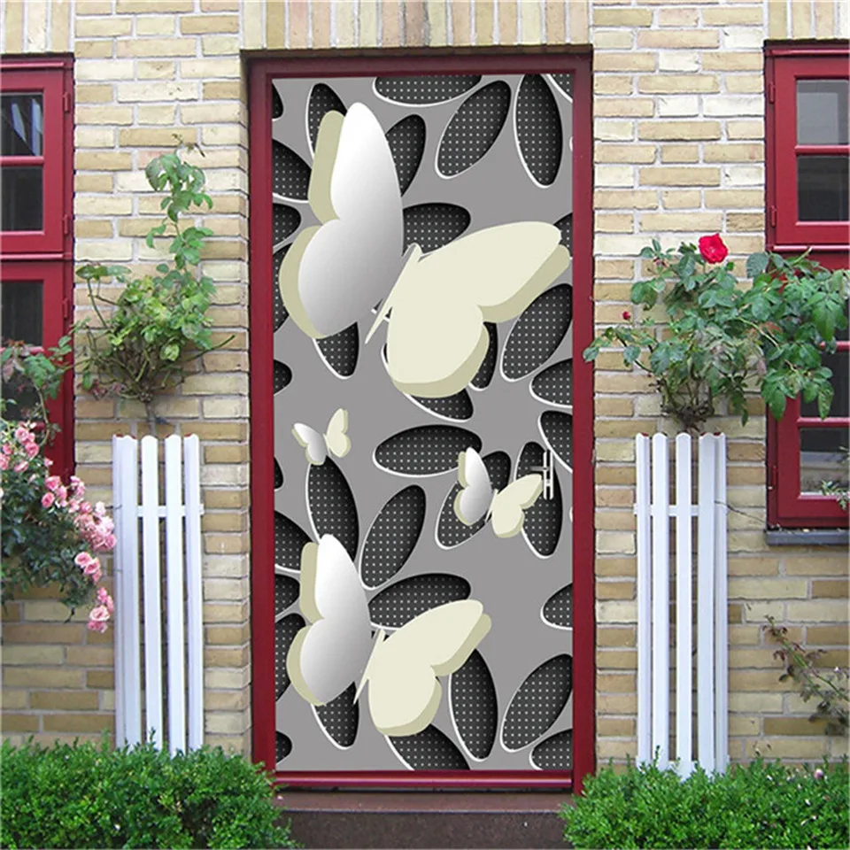 Fashion Door Sticker PVC Self-adhesive Waterproof Wallpaper Home Decor Living Room Wall Art Mural Decals Poster stickers porte