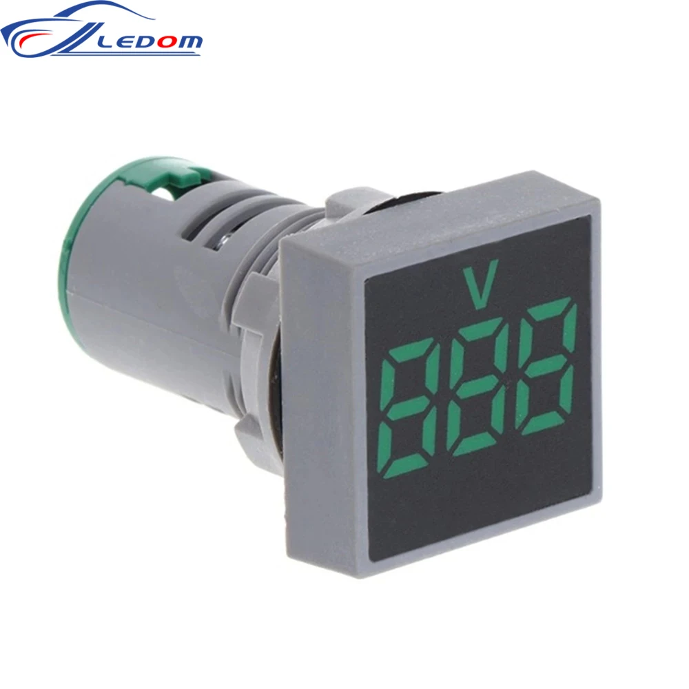 Digital Voltmeter AC 20-500V 22MM Square Panel LED Voltage Meters Indicator Light Car Ammeter Current |