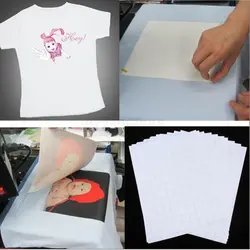 10 шт. листы футболка A4 теплопередача бумага, железо на струйной печати теплопередачи бумага для светильник цветные ткани ткань термокраска