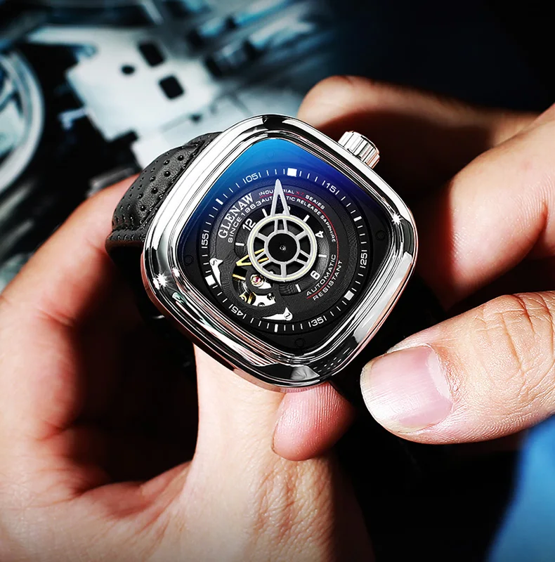 2021 new men's watch automatic machinery top brand luxury square large dial sports waterproof watch relegio masculi