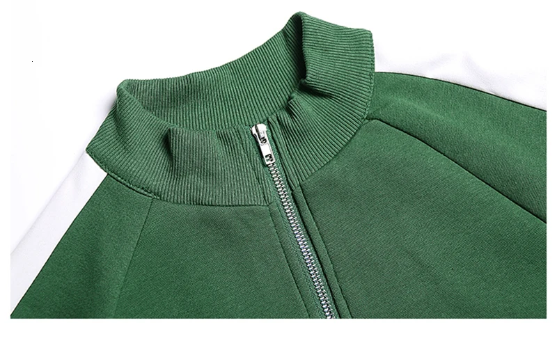 [EAM] зеленая полубори юбка из двух частей костюм стоячий воротник длинный рукав черный свободный крой Женская мода весна осень 1M636