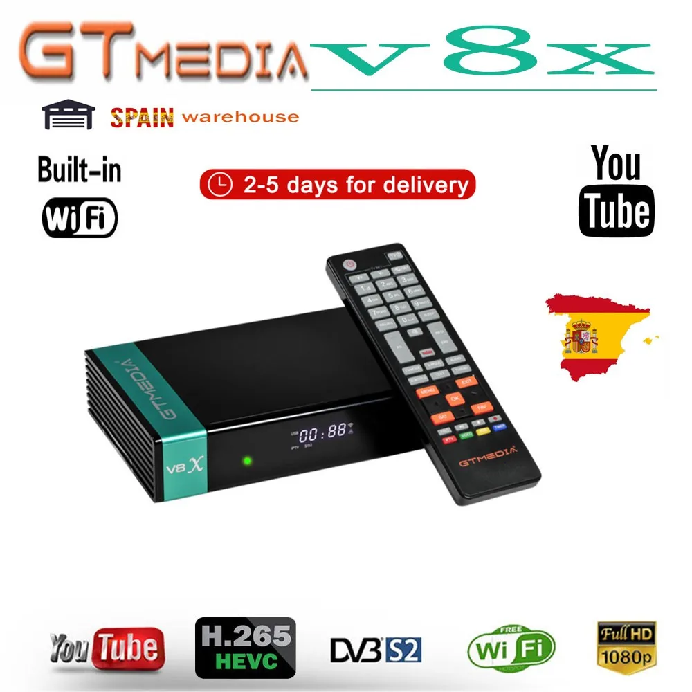 GTMEDIA V8X DVB S/S2/S2X FTA цифровой сигнальный приемник телеприставка встроенный WiFi HD H.265