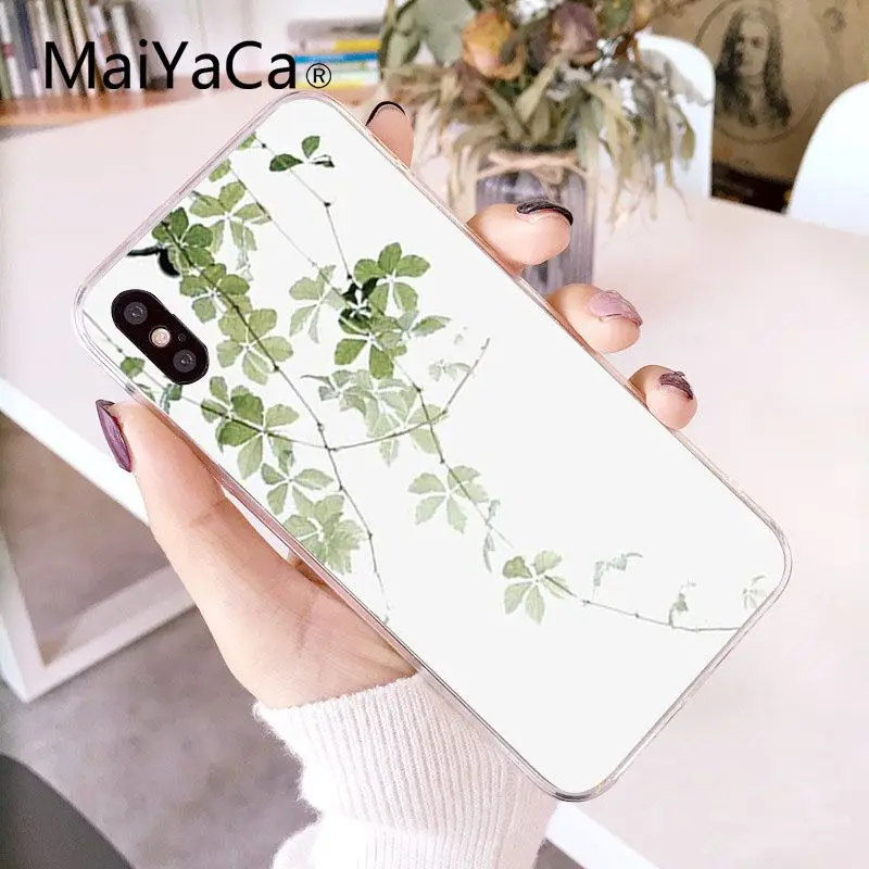 MaiYaCa растения для акварельных красок рукоделие принт рисунок чехол для iPhone X XS MAX 6 6s, 7, 7 plus, 8, 8 Plus, 5 5S SE XR 10