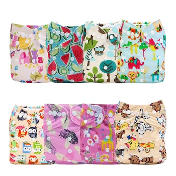 

[Mumsbest] 8PCS/Pack Reusable Pocke Baby Printed Cloth Diaper Wholesale Price t Breathable Nappy Cover Diaper Sent Random Color