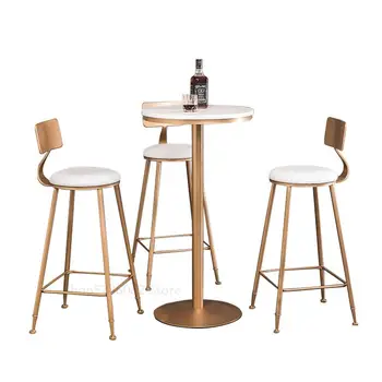 

Bar Chair Home High Chair Tea Shop Back Bar Stool Wrought Iron Cafe Small Round Table Nordic Bar Chair