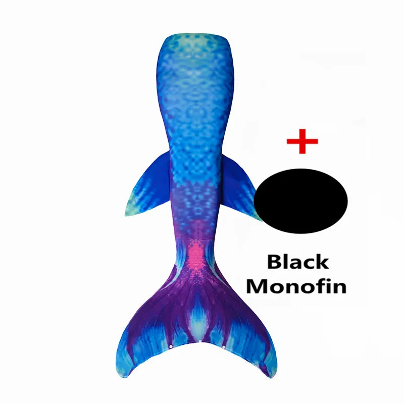 Tail and Monofin Новинка! хвосты маленькой русалки с черным монофином для детей, взрослых, летнее платье, купальный костюм, костюм русалки - Цвет: Tail and Monofin