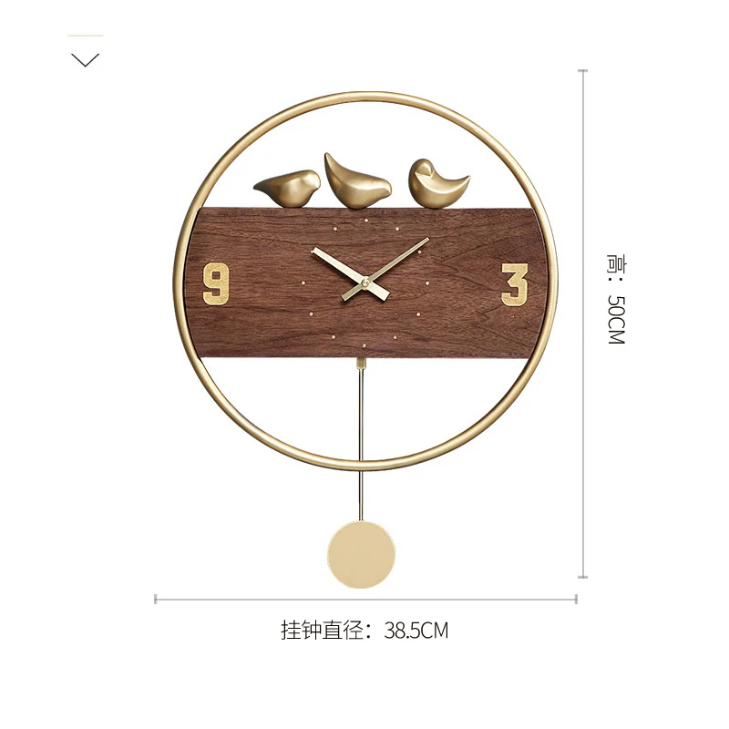 Hoshine домашнее украшение винтажные настенные часы коричневый декор из твердой древесины Reloj de Pared Bird Horloge Saat Swingable - Цвет: brown with pendulum