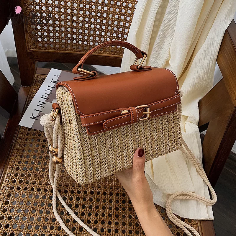 Wicker Handbags Shoulder Beach Small Wicker Handbags Women Womens Bag 2021 Rattan Shoulder