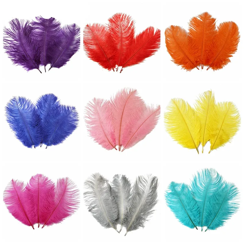 Colored Ostrich Feathers Ostrich Feathers Craft Feathers Natural Feathers for Decoration DIY Jewelry Crafts 10 Pcs 15-20CM