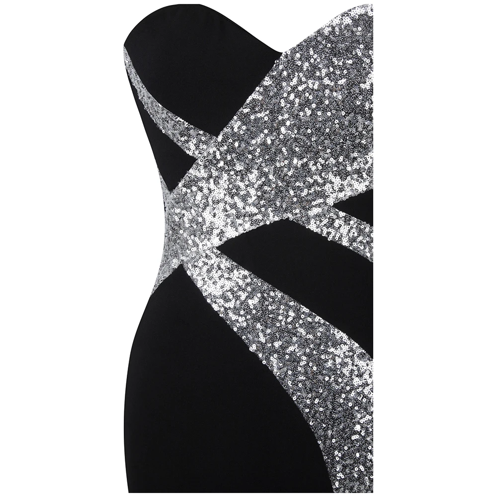 Koop Lange Prom Dress Angel fashions vrouwen Strapless Criss Cross Classic Mermaid Party Gown Zwart Wit 331