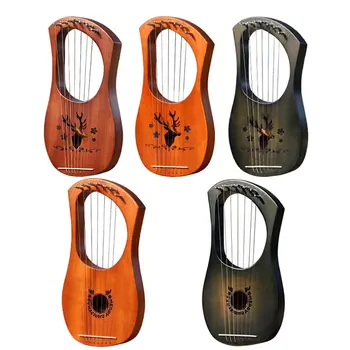 

Portable Size Natural Wood 7 Strings Lyre Harp Musical Stringed Instruments for Learner Beginner Gift