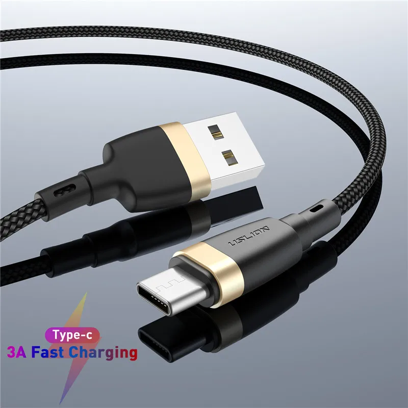 Gold USLION usb type-C кабель для samsung S10 S9 S8 3A Быстрая зарядка type-C кабель USB C для Xiaomi mi9 Redmi note 7 - Цвет: Gold
