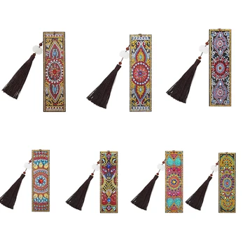 

Christmas Gifts DIY Drill Special Shaped Diamond Painting Bookmarks Leather Tassel Embroidery Cross Stitch Bookmark Craft Toys