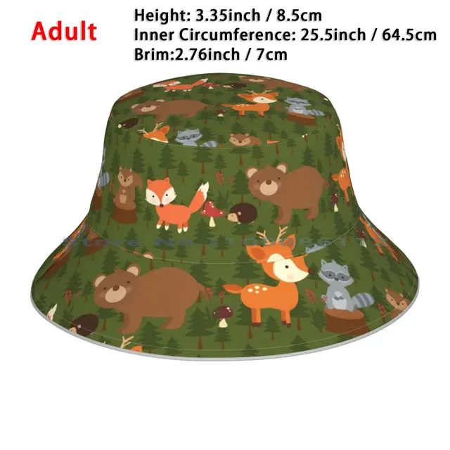 Cute Forest Animals Bucket Hat Sun Cap 