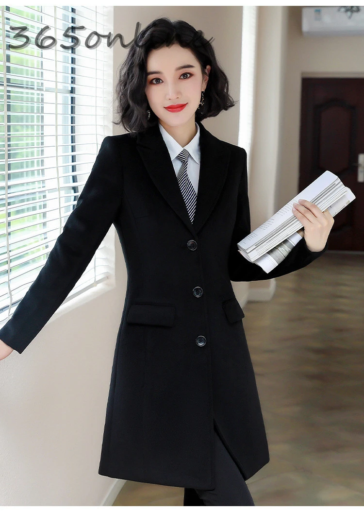 

High Quality Fabric Woolen Overcoat for Women Business Middle Long Cotton Woolen Jackets Autumn and Winter Windbreaker Outwear