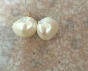

HUGE 13-14mm natural south sea genuine baroque white pearl earring natural Luxury Ms. girl Wedding Jewelry
