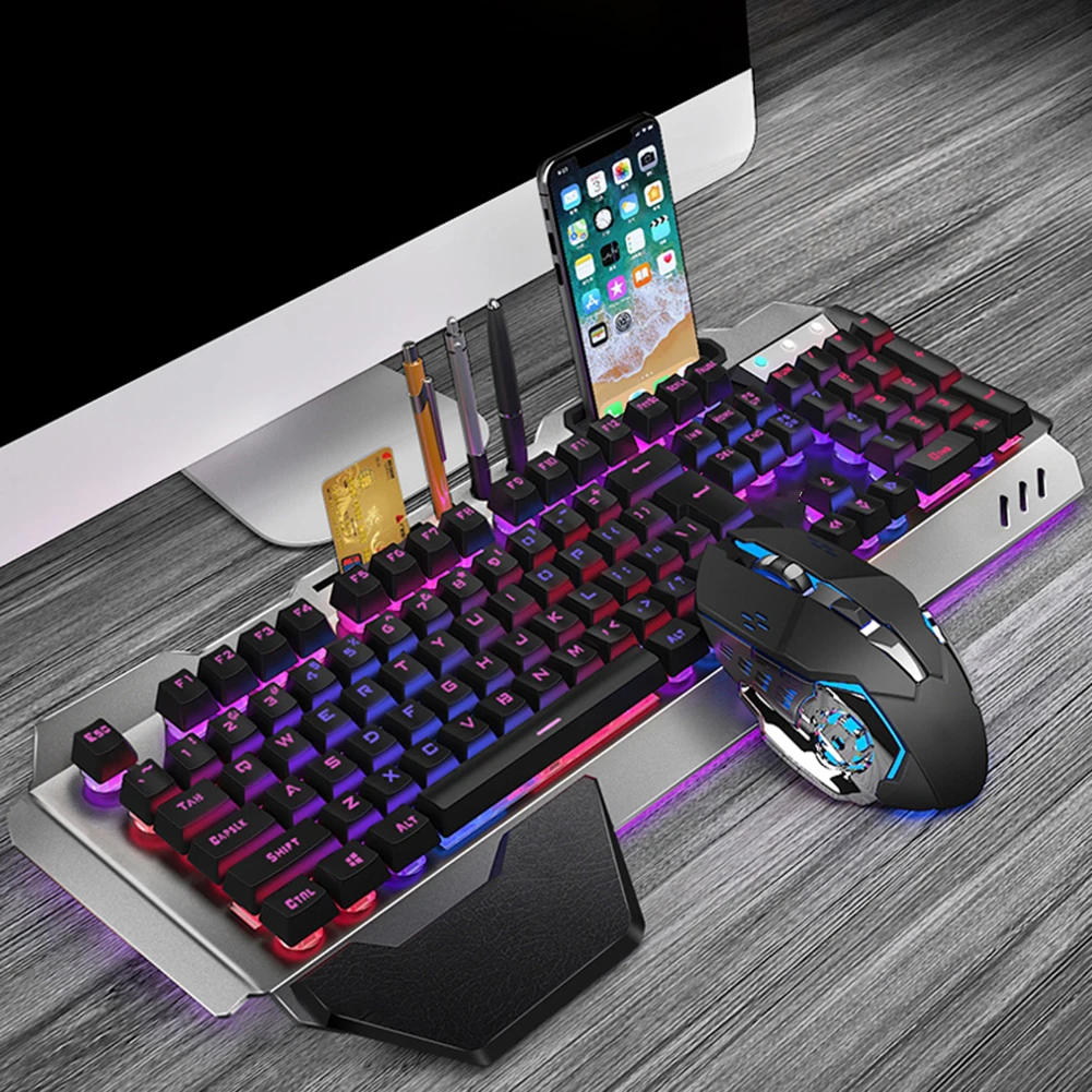 2.4GHZ Rechargeable Ergonomic RGB Backlight Keyboard Mice Combo PAN3212 optical C Gaming Keyboard Mouse Set For Laptop Desktop