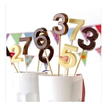 

0-9 Numbers Lollipop Mold DIY Bakeware Silicone 3D Handmade Pop Sucker Sticks Lolly Candy Chocolate Mold With Stick Shape hot