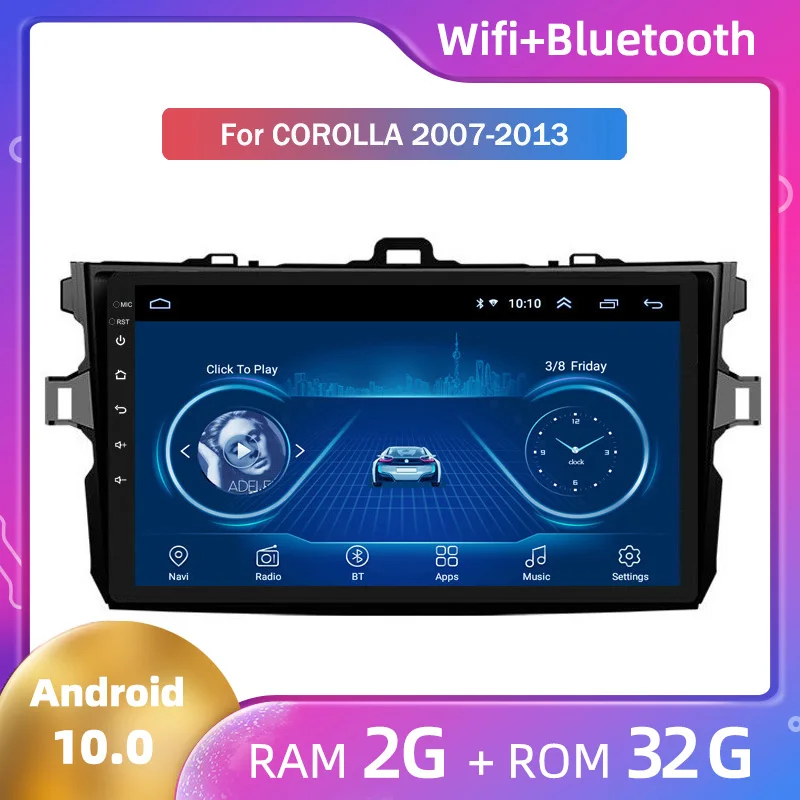 Android 10 Автомобильный мультимедийный MP5 плеер авторадио для Toyota Carolla 2007 2008 2009 2010 2011