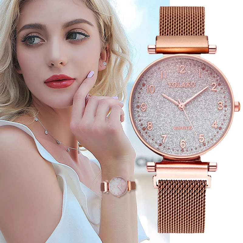 

Trend Ladies Watch Alloy Magnet Stone Starry sky Loose Powder Gradient Wrist Watch Women Elegant High End Clock Zegarek Damski