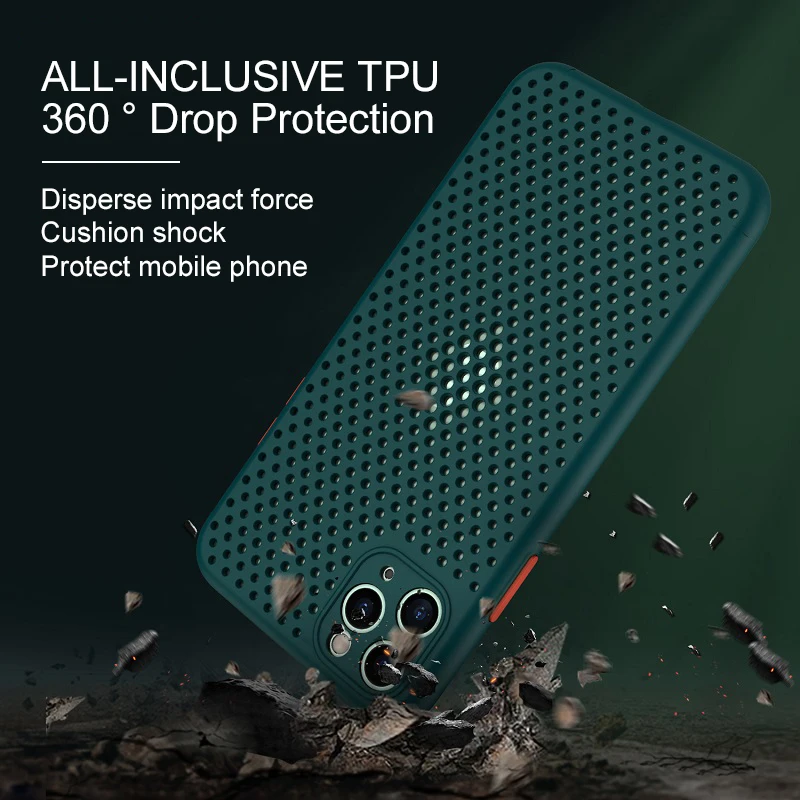 Дышащие чехлы для телефонов iPhone 8 охлаждающая Крышка Apple 11 Pro Max 11Pro XR X XS 7 Plus 6 6S SE 2020