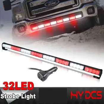 

Red/White Emergency Light Bar 13 Flash Modes 32 Led Strobe Lights Traffic Advisor Flashing Light Bar for Police Vehicles