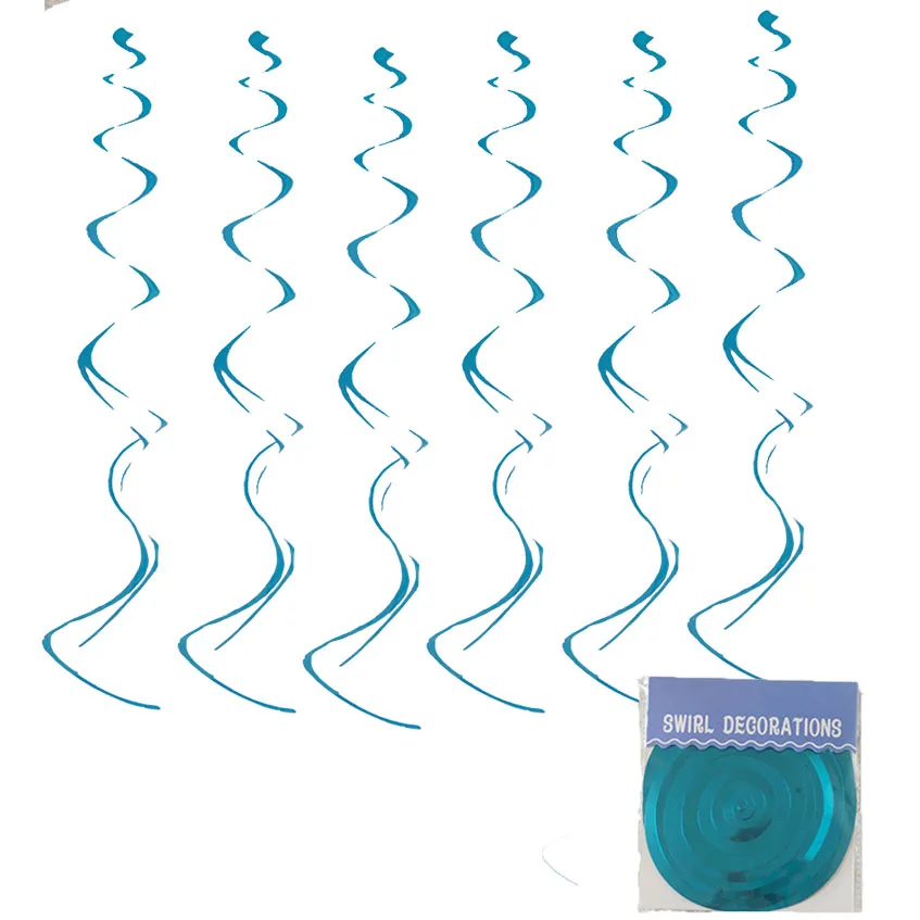 6pcs blue spiral Вечерние баннеры с изображением русалки для девочек на день рождения, гирлянды с изображением хвоста русалки, украшения для детского душа - Color: 6pcs blue spiral