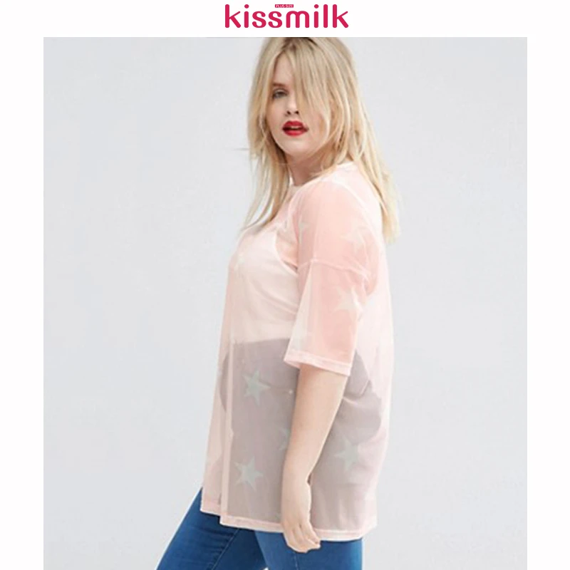 Женская футболка с круглым вырезом kissmilk большие размеры 3XL 4XL 5XL 6XL|Футболки| |