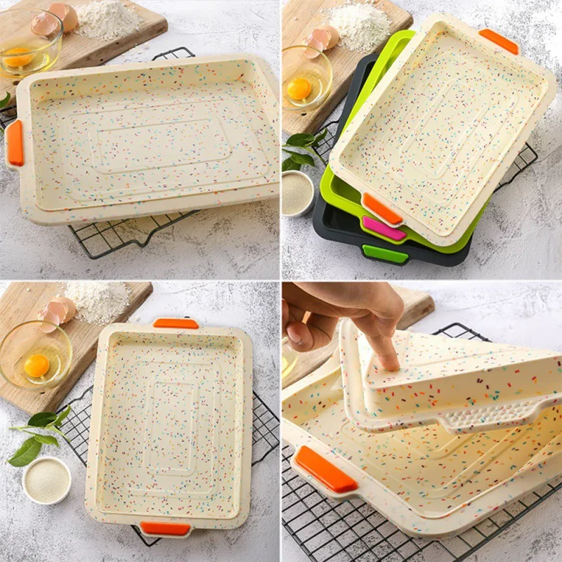 Household Rectangle Silicone Cake Pan Reusable Food Grade Silicone Baking Pan Bakery Non-Stick Baking Pan Kitchen Baking Tools