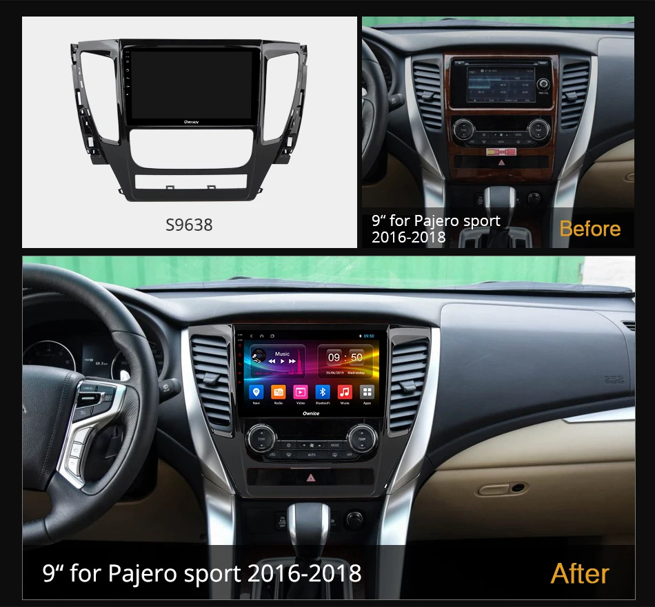 Автомагнитола Ownice для Mitsubishi Pajero Sport 3 2016 2017 2018 Android 10 0 8 ядер 4G DSP