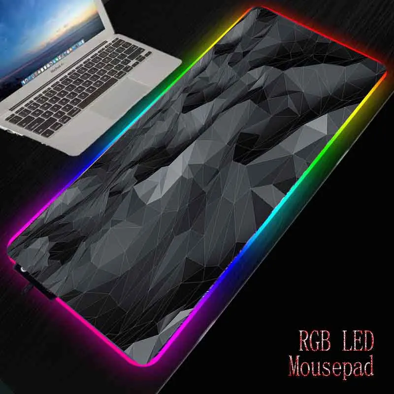Большой коврик для мыши XGZ с черной треугольной текстурой RGB